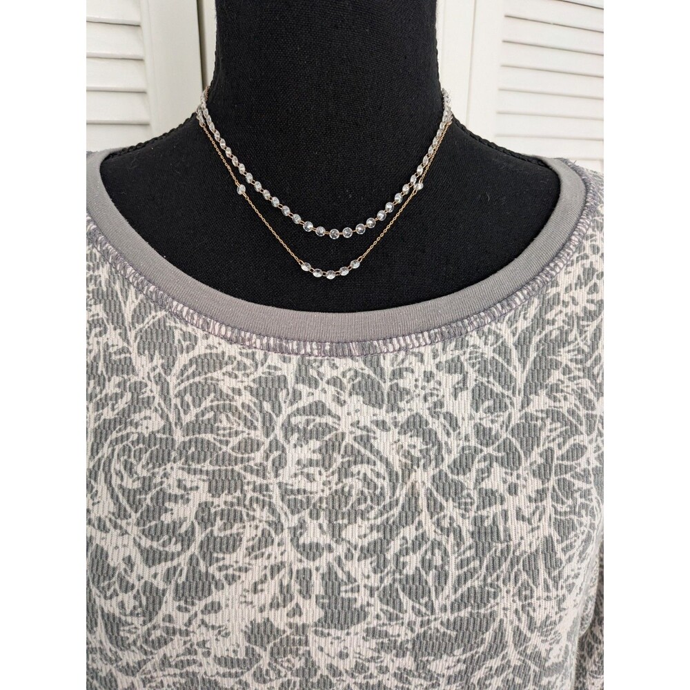 Eddie Bauer Outdoor Top Womens 2XL French Terry Sweatshirt Cool Grey Floral Norm - Picture 2 of 13